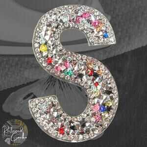 Letter S Multicolor Rhinestone Iron On Patch